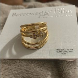 Borrowed & blue by Southern Living stackable gold crystal ring set size 7 nwt